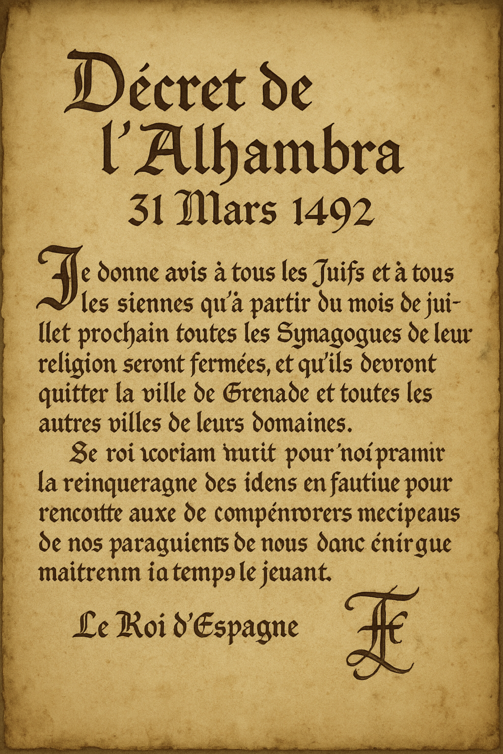31 mars 1492 Le Décret de l'Alhambra